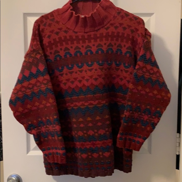 LL bean Vintage Turtleneck patterned sweater Large - Picture 3 of 10